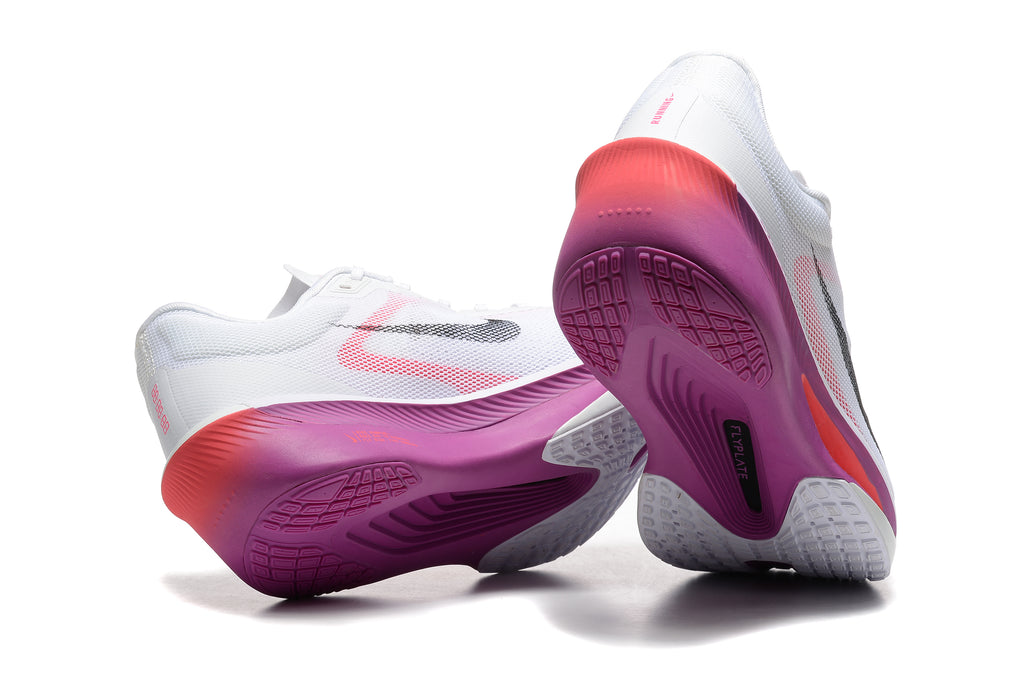 Nike Zoom Fly 6 shoes showing purple and white outsole details