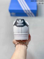 Rear view of the sneaker showing the black heel tab and Adidas trefoil branding.