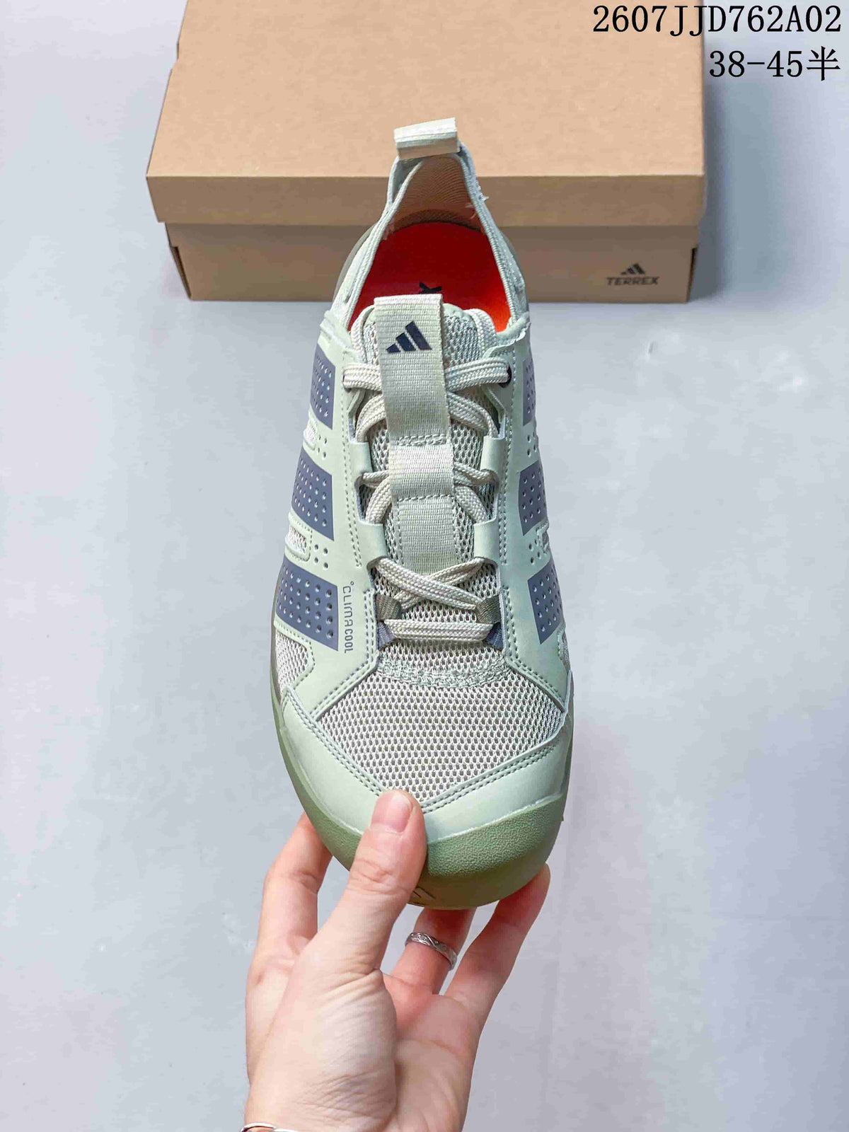Top view showing the laces, mesh-look panels and tongue logo
