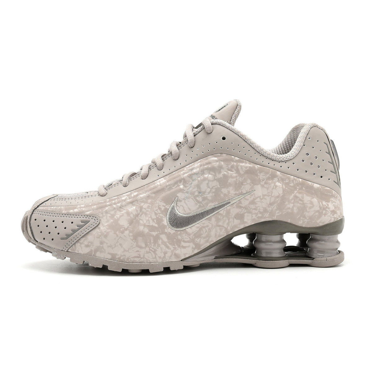 Nike Shox R4 Light Gray Embossed Sneakers