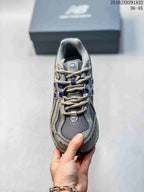Top view showing the mesh-look upper, laces and tongue label