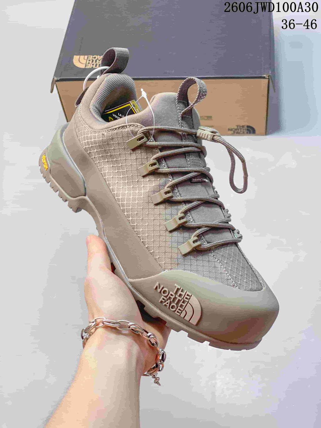Angled view of a taupe The North Face Glenclyffe shoe