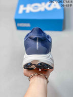 Rear view of the blue running shoe with Challenger 8 text visible on the heel.