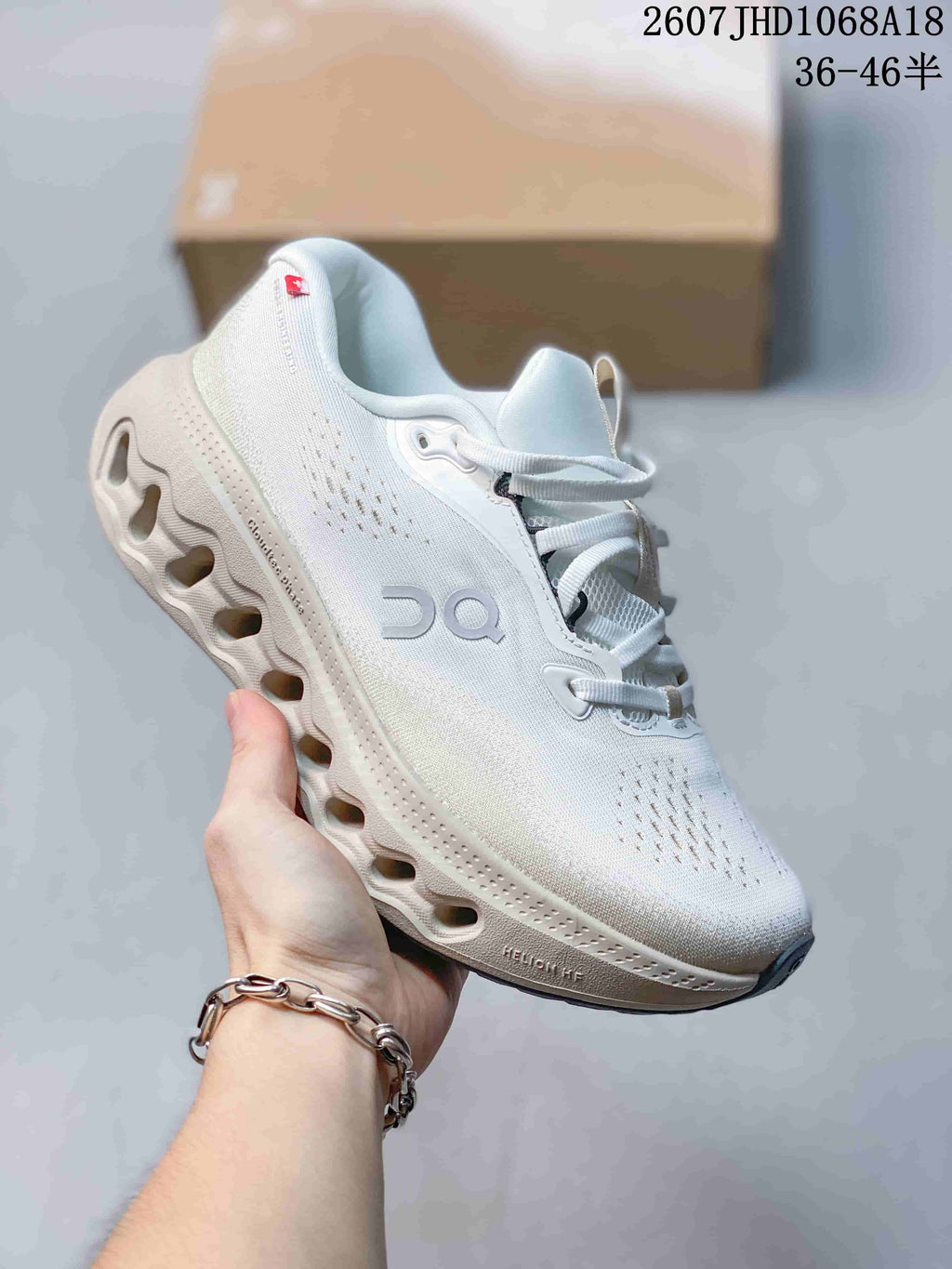 All-white On Cloudsurfer 3 sneaker with a tonal sculpted outsole and side logo.