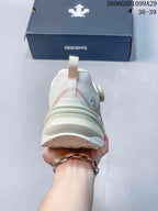 Rear view showing the heel and layered sole of the off-white sneaker
