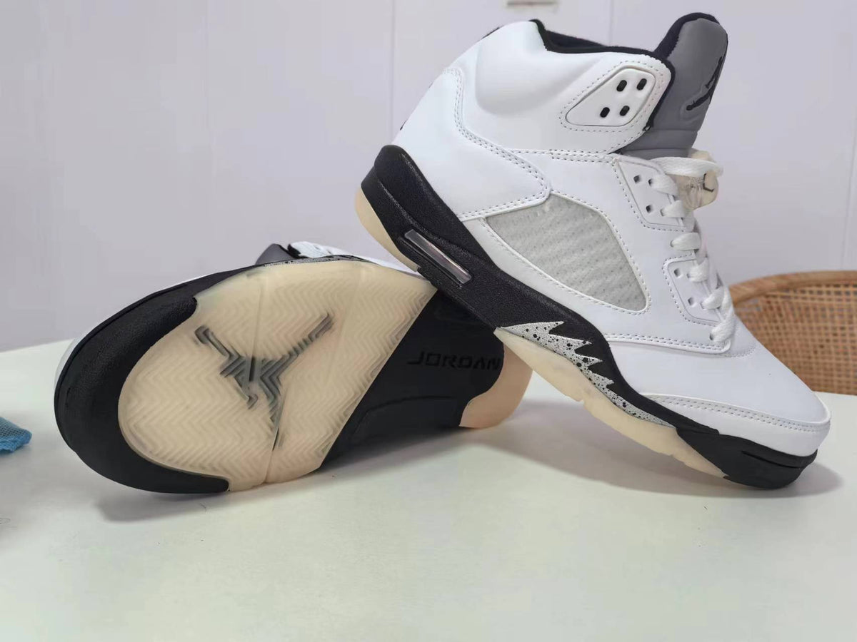Jordan 5 White and Black High-Top Sneakers