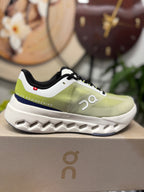 On Cloudsurfer Running Shoes in Lime Green and White