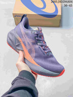 Lavender and orange-accented ASICS NOVABLAST 5 LE running shoe