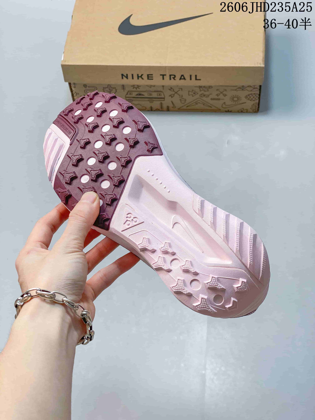 Close-up of the shoe outsole showing a lugged tread pattern