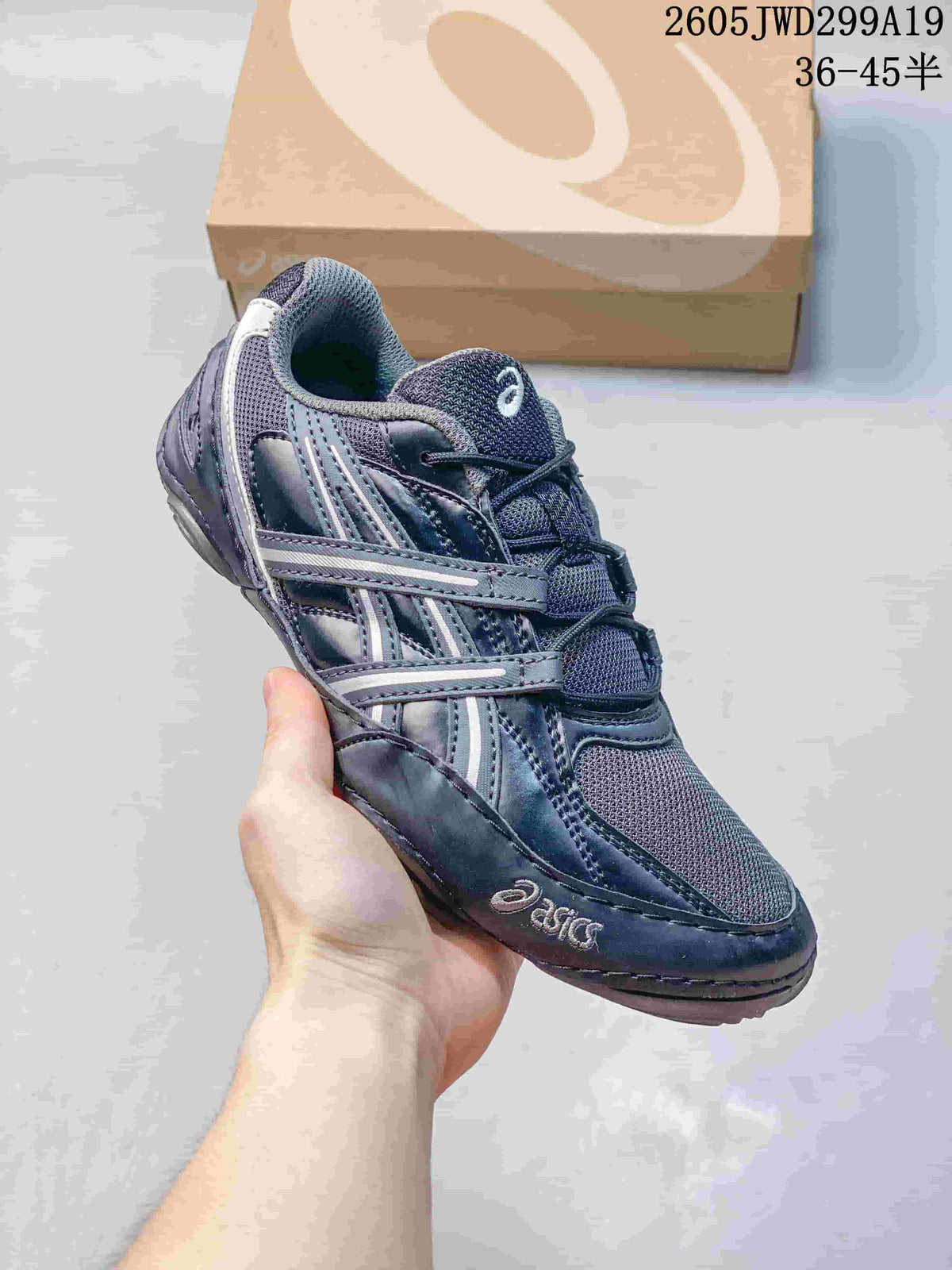 Side view of a dark navy ASICS GEL-1130 sneaker.