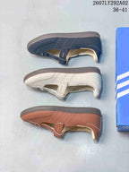 Brown, off-white and dark Samba Jane sneakers arranged side by side to show the available color options and side profiles.