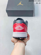 Rear view showing the red heel panel and embroidered Jordan Wings logo