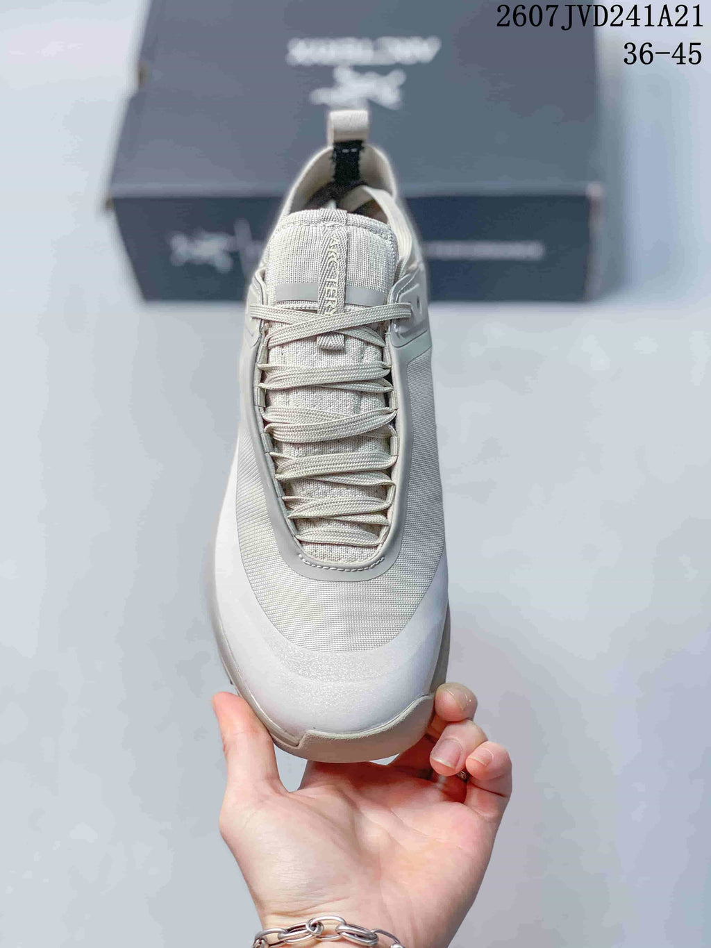 Top view showing the rounded toe, lace-up closure, tongue, and textured upper.