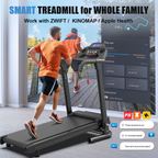 Foldable Treadmill for Home, 2.5HP Portable Treadmill with Handles, 300 lbs Capacity, APP Control & LED Display - Folding Walking Pad for Fitness