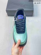 Top view showing the laces, perforated toe panel, and color-blocked upper
