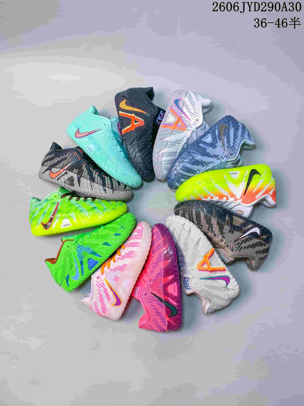 A group of Nike Ja basketball shoes shown in assorted colors