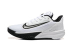 Side profile of a white Nike Precision 7 shoe with black outsole details