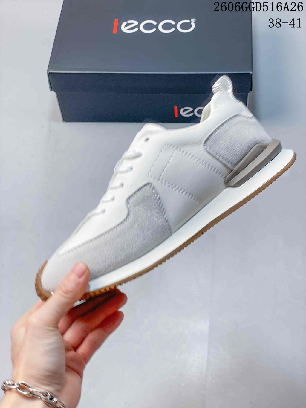 Side view of the white and gray low-top sneaker
