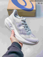 White and pale blue ASICS NOVABLAST 5 LE running shoe