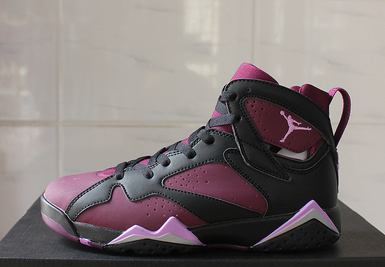 Air Jordan 7 Mulberry Black and Burgundy High-Top Sneakers