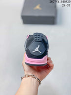 Rear view showing the padded black heel and pink heel accent.