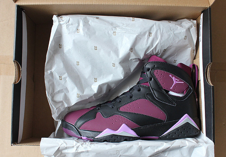 Air Jordan 7 Mulberry Black and Burgundy High-Top Sneakers
