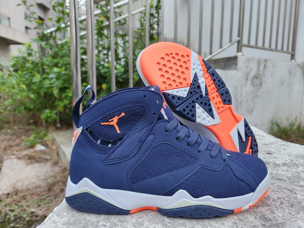 Jordan 7 Men's High-Top Sneakers in Navy and Orange