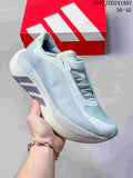 Several adidas Hyperboost Edge M shoes arranged in a circle, shown in assorted colors.