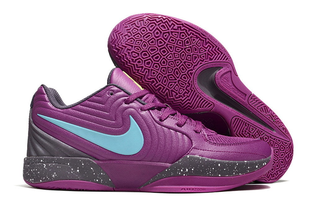 Purple Ja 2 shoe side profile with the patterned outsole visible.