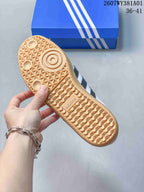 Close-up of the gum-colored outsole and patterned tread