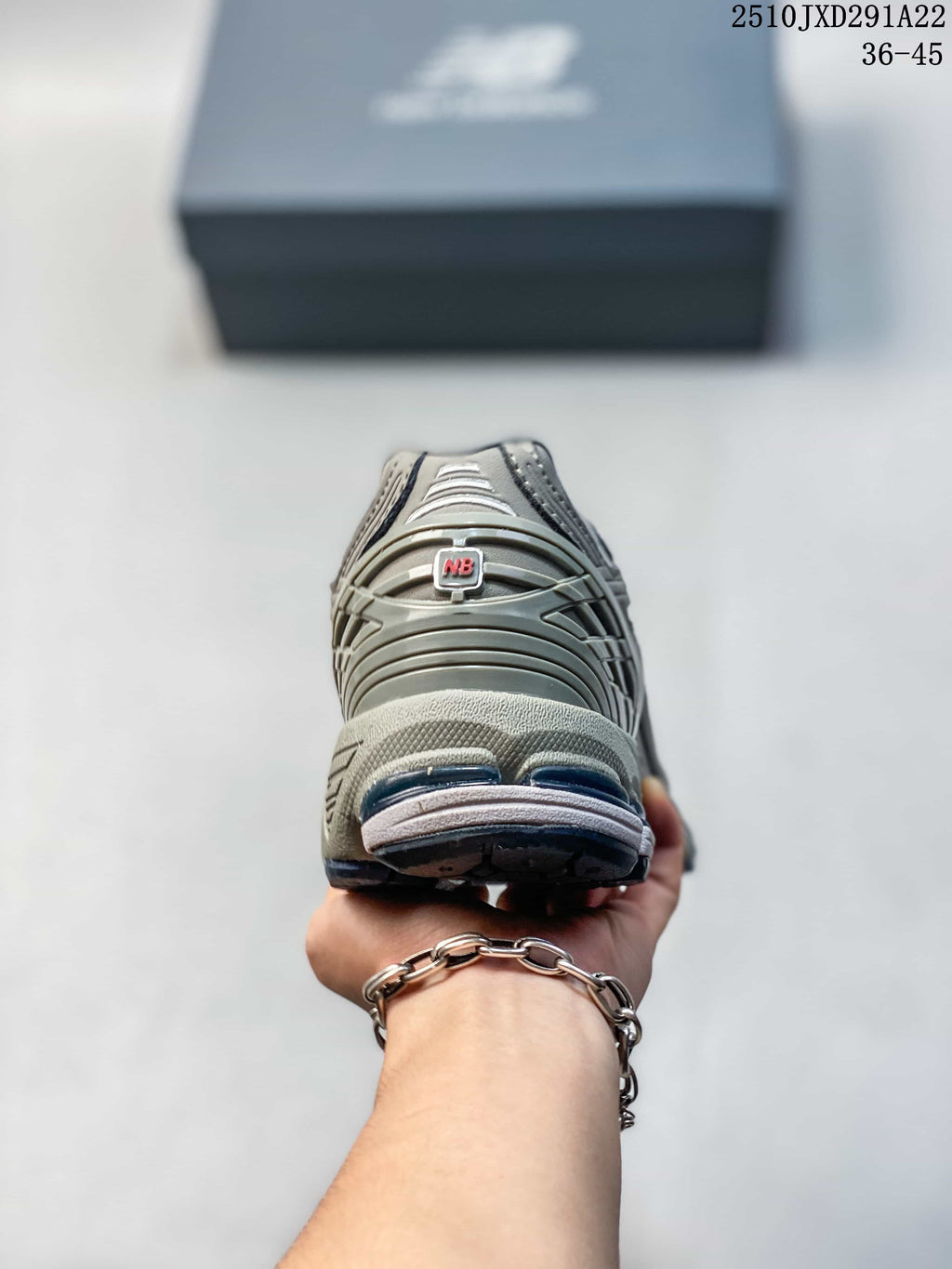 Rear view showing the layered heel design and NB detail