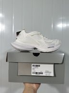 White Balenciaga Circuit sneaker displayed above its box, with the box label showing style 793944 WFLGY 0120, color ALL WHITE, and size C 37.
