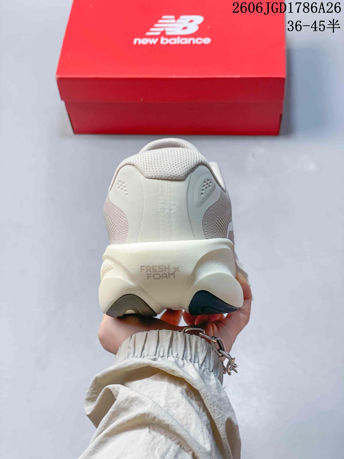 Rear view showing the heel and sculpted midsole of a New Balance running shoe.