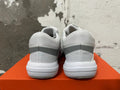Rear view of white and grey Nike Hyperquick low-top training shoes