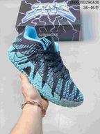 Dark Nike Ja 3 basketball shoe with light blue accents