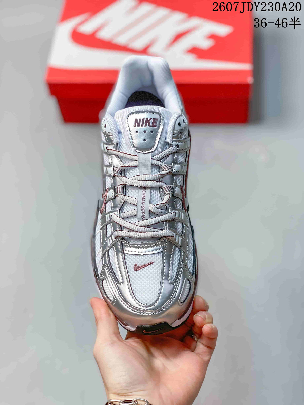 Top view showing the lace-up design, perforated tongue, and layered toe box.