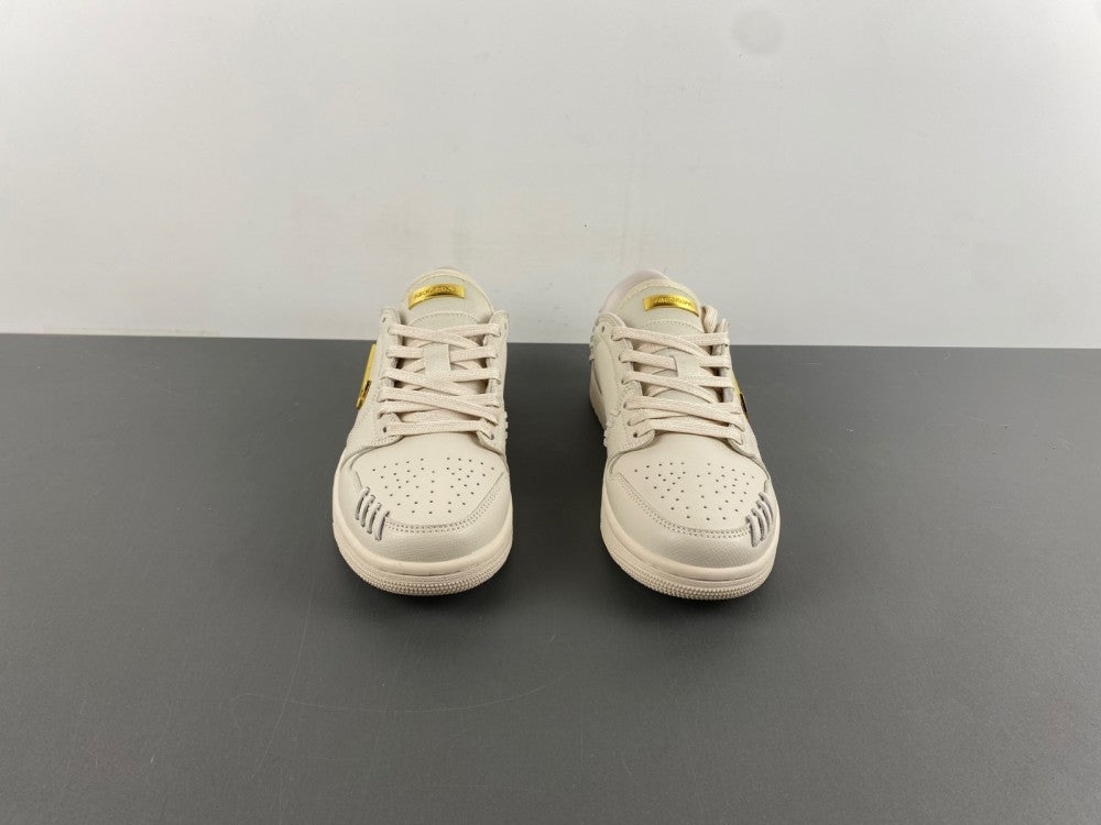 Air Jordan 1 Low Cream and Gold Sneakers FN5032-200
