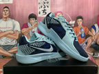 Two blue and black Nike Kobe basketball shoes shown at an angle