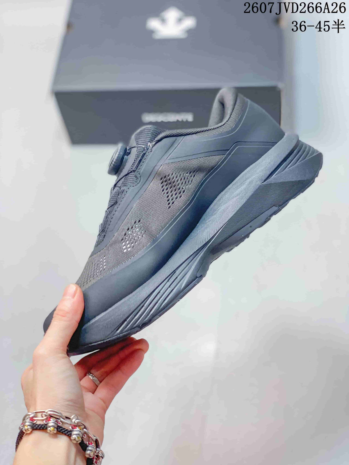 Side profile of the sneaker showing the perforated upper panels, layered midsole, and low-top shape.
