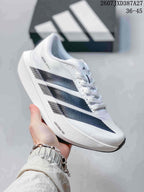 Angled side view showing the Adizero Evo SL 2 text, patterned stripes, and Lightstrike Pro marking.