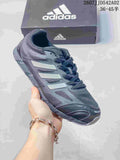 Charcoal Adidas Adizero-style sneaker with dark laces and layered side details