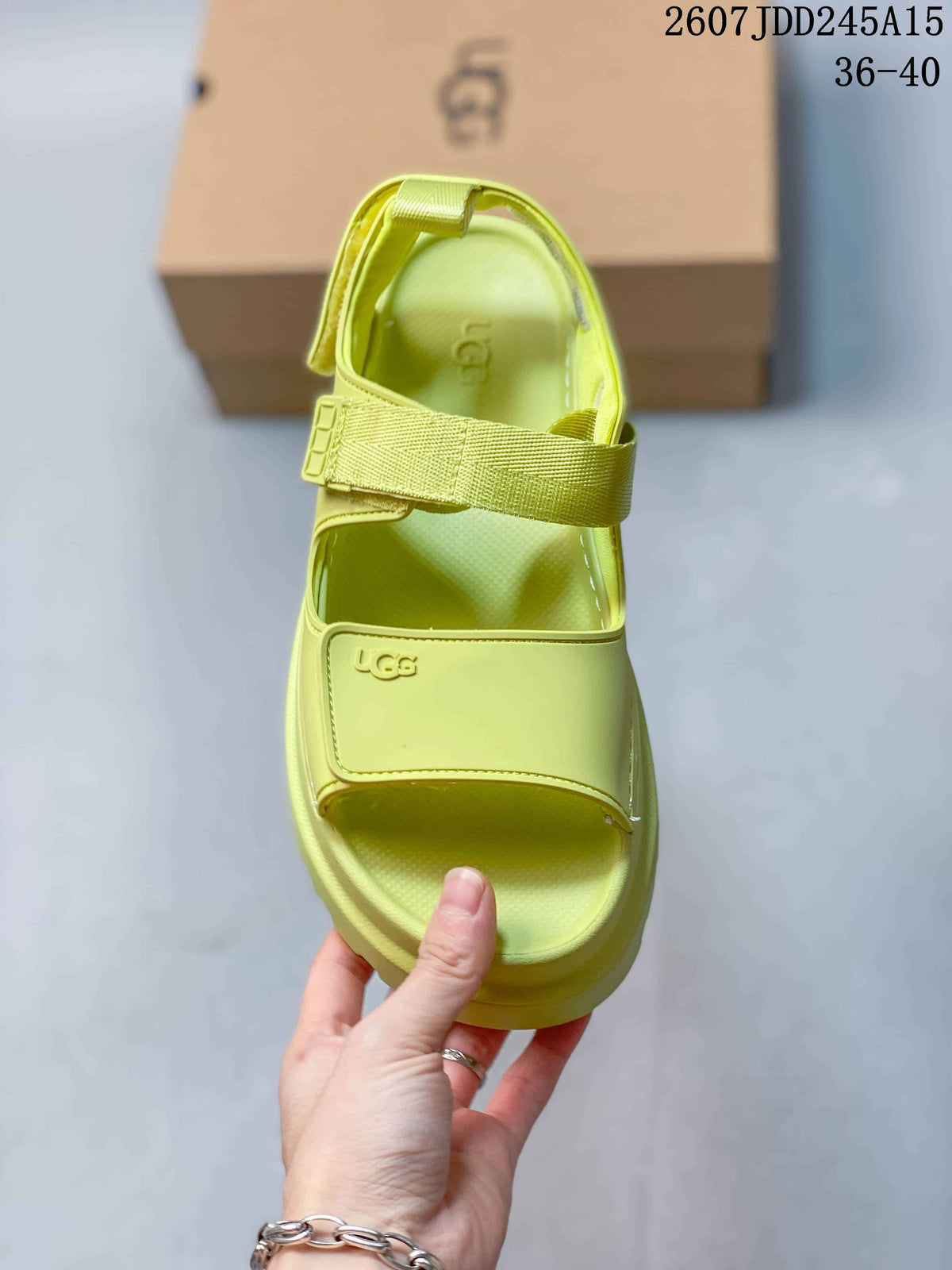 Top view showing the open toe, broad front strap, heel strap, and UGG logo.