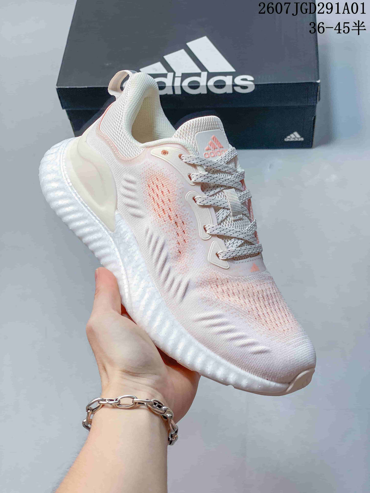 Angled view of the sneaker upper, heel, and textured sole