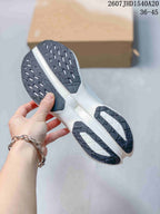Underside view of the sneaker showing segmented dark rubber outsole sections and CloudTec lettering, with size range 36–45 visible.