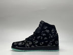 Jordan 1 High Black Patterned Sneakers with Mint Sole