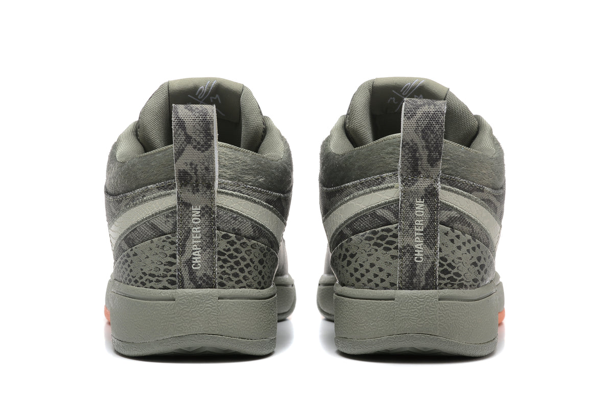 Rear view showing the patterned heel panels and pull tabs