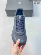 Front view showing the laces and textured upper