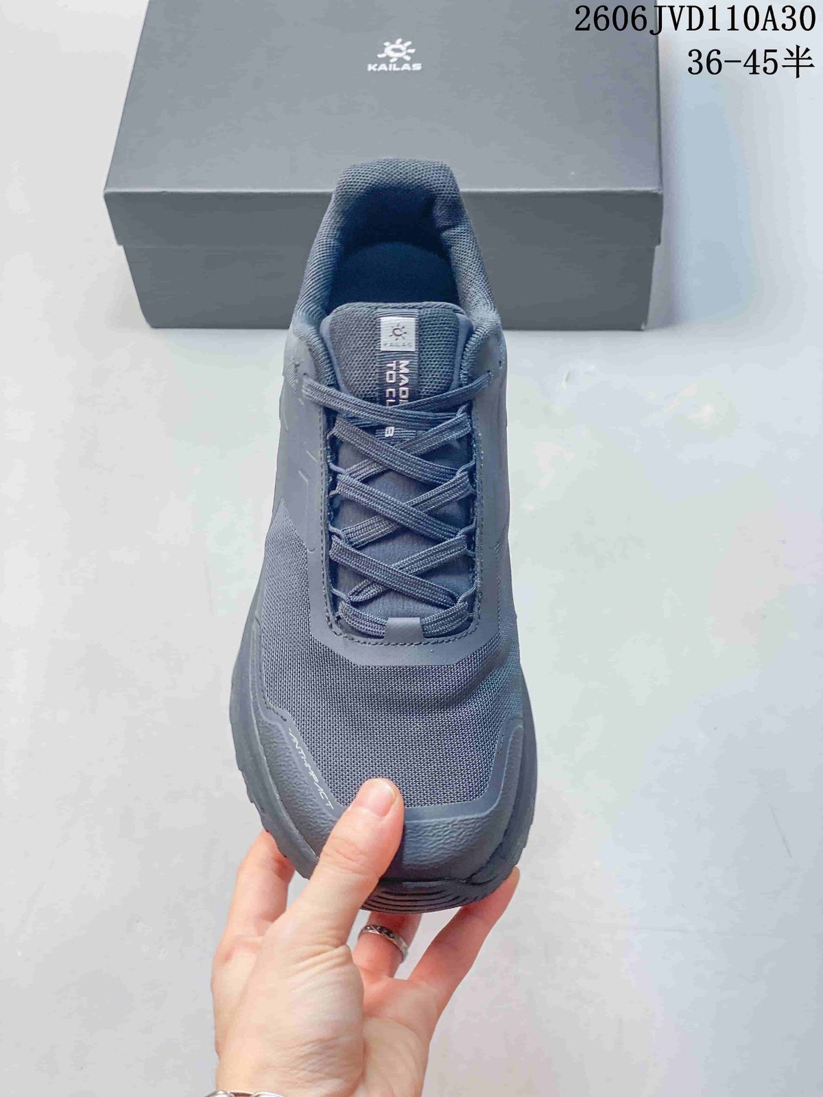 Front view showing the laces and textured upper
