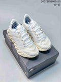 Pair of white Adidas Alphabounce Switch sneakers displayed on a shoebox, with style code JYD1065A15 and size range 40–45 visible at the top.