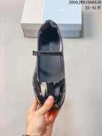 Top view of the shoe showing its rounded toe and instep strap